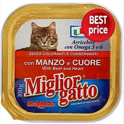 Migliori, πατέ γάτας, βοδινό/καρδιά 100gr