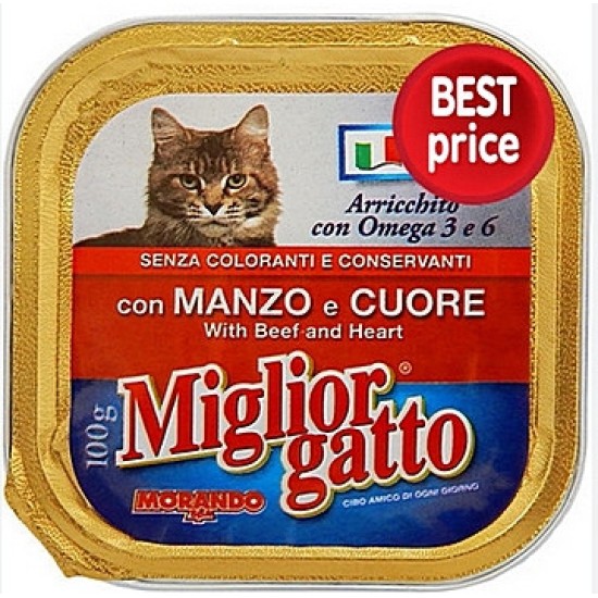 Migliori, πατέ γάτας, βοδινό/καρδιά 100gr
