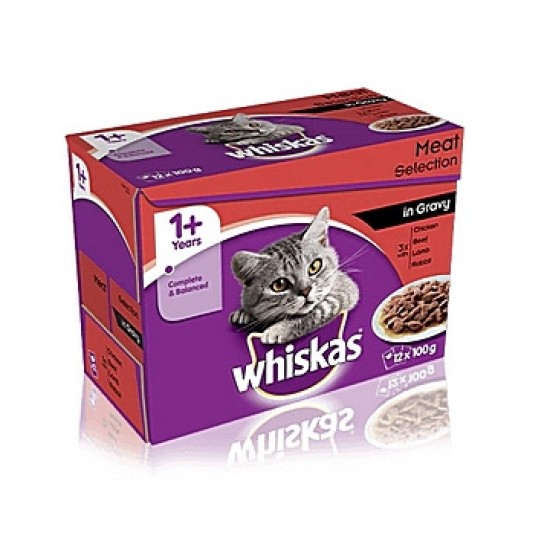 Whiskas selection, ζελέ 12 φακ.100γρ, για1+ετών