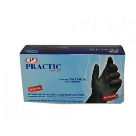 Γάντια Νιτριλίου Practice, μαύρα, 100τεμ