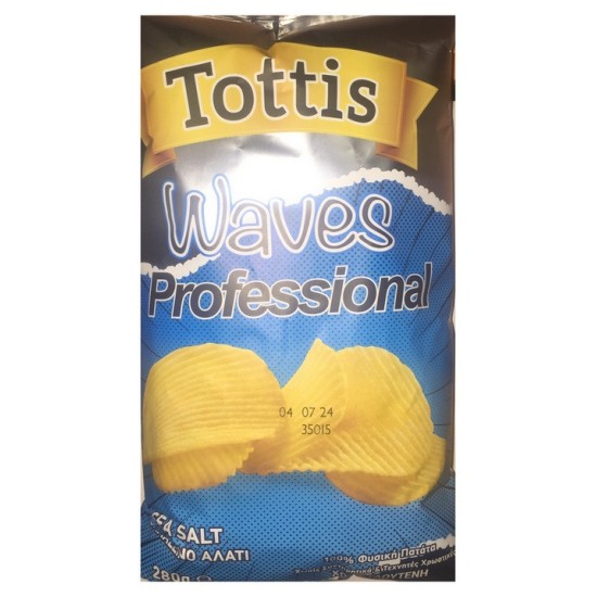 Πατατάκια Τόττις Waves Professional με θαλασσινό αλάτι 280γρ