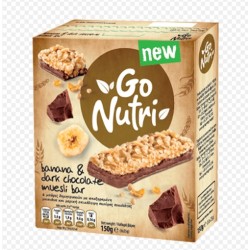 Μπάρες Δημητριακών Go Nutri Μπανάνα με επικ. σοκολάτας 6Χ25